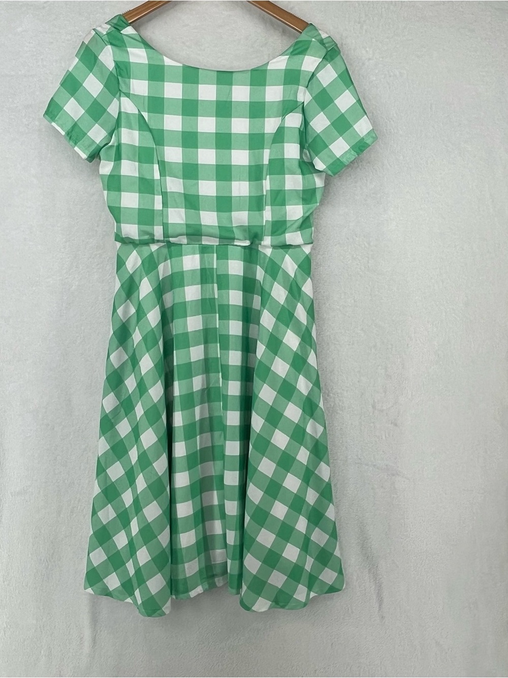 Green and White Gingham Women’s Dress